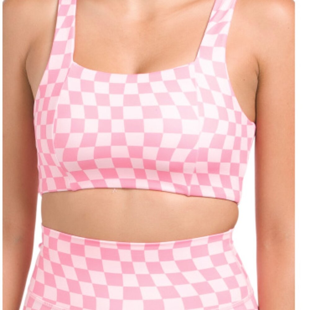Pink Checkered Women's Bra